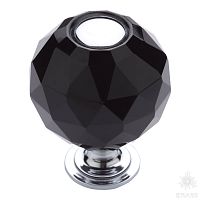 0737-520-2-BLACK Ручка кнопка с кристаллом, глянцевый хром