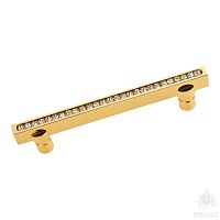 2575-003-96 Ручка скоба с кристаллами Swarovski, глянцевое золото 96 мм