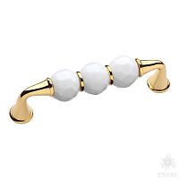 2537-319-96 WHITE Ручка скоба с кристаллами, глянцевое золото 96 мм