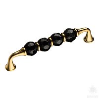 2537-320-128-BLACK Ручка скоба с кристаллами, глянцевое золото 128 мм