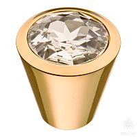 25.355.35.SWA.19 Ручка кнопка с кристаллом Swarovski, глянцевое золото 24K