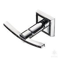 3506-2-75-005 BLACK Крючок однорожковый с кристаллами Swarovski, глянцевый хром