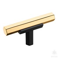 74-Matt Black-Gold Ручка кнопка, чёрный/глянцевое золото
