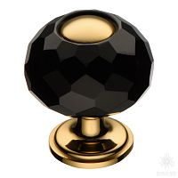 0737-320-1-BLACK Ручка кнопка с кристаллом, глянцевое золото