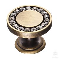 0776-013 Ручка кнопка с кристаллами Swarovski, состаренная латунь