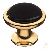 3008-60-BLACK Ручка кнопка керамика с металлом, чёрный/глянцевое золото