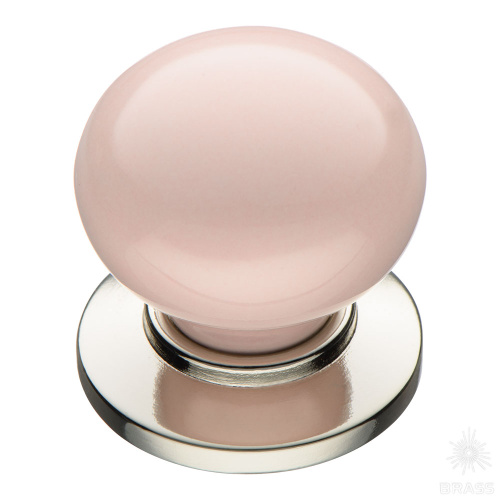3005-51-PINK Ручка кнопка, розовый/глянцевый никель 3005-51-PINK Ручка кнопка, розовый/глянцевый никель