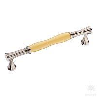 2204-51-160-YELLOW PEARL Ручка скоба керамика с металлом, жёлтый/глянцевый никель 160 мм