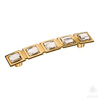 15.183.128.SWA.19 Ручка скоба с кристаллами Swarovski, глянцевое золото 128мм
