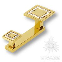 0471-030-2 Крючок двухрожковый, латунь с кристаллами Swarovski, глянцевое золото 24K
