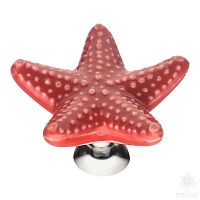 STAR 005 Ручка кнопка, красный/глянцевый хром