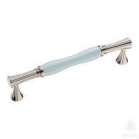2204-51-160-BLUE PEARL Ручка скоба керамика с металлом, голубой/глянцевый никель 160 мм