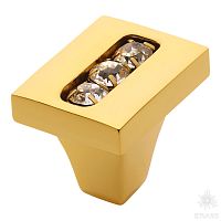 0771-003-1 Ручка кнопка с кристаллами Swarovski, глянцевое золото