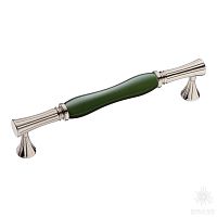 2204-51-160-GREEN PEARL Ручка скоба керамика с металлом, зелёный/глянцевый никель 160 мм