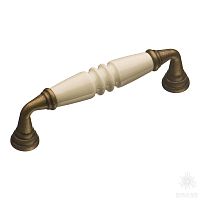 391B6 Ручка скоба керамика с металлом, цвет молочный 96 мм