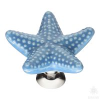 STAR 006 Ручка кнопка, голубой/глянцевый хром