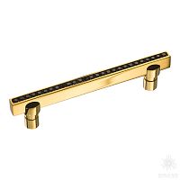 2575-003-96 BLACK Ручка скоба с кристаллами Swarovski, глянцевое золото 96мм
