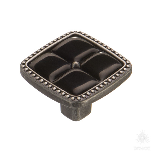 335025MP14PL16 Ручка кнопка, старое серебро/чёрный 335025MP14PL16 Ручка кнопка, старое серебро/чёрный