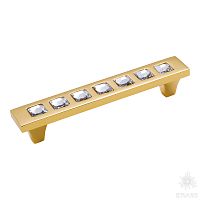 2572-003-96 Ручка скоба с кристаллами Swarovski, глянцевое золото 96 мм