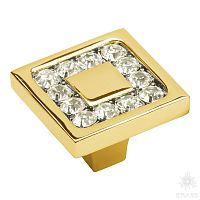 0771-030-2 Ручка кнопка с кристаллами Swarovski, глянцевое золото 24K