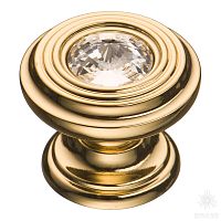 9953-100 Ручка кнопка с кристаллом Swarovski, глянцевое золото