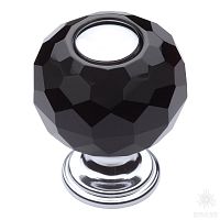0737-520-1-BLACK Ручка кнопка с кристаллом, глянцевый хром