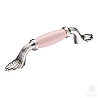 1640-51-96-PINK Ручка скоба, розовый/глянцевый никель 96 мм