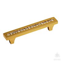 2571-003-96 Ручка скоба с кристаллами Swarovski, глянцевое золото 96 мм