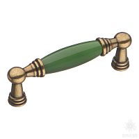 1160-40-96-GREEN Ручка скоба керамика с металлом, зелёный/старая бронза 96 мм