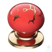 3005-60-RED 449 GOLD Ручка кнопка керамика с металлом, красный/глянцевое золото