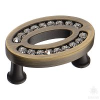 2577-013-32 Ручка кнопка с кристаллами Swarovski, состаренная латунь 32 мм