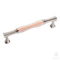 2204-51-160-PINK PEARL Ручка скоба керамика с металлом, розовый/глянцевый никель 160 мм