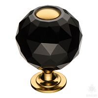 0737-320-2-BLACK Ручка кнопка с кристаллом, глянцевое золото