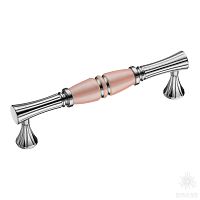 2202-51-128-PINK PEARL-SILVER LINE Ручка скоба, глянцевый никель/розовый 128 мм