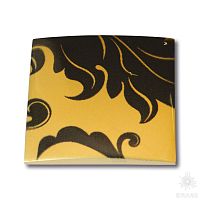 1003.0060.126.904 Ручка кнопка квадратная модерн, чёрный растительный орнамент на золотом фоне 16 мм