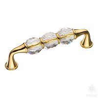 2537-003-96 Ручка скоба с кристаллами, глянцевое золото 96 мм