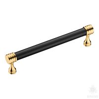 2131-60-128-BLACK(69) Ручка скоба металл с металлом, чёрный/глянцевое золото 128 мм