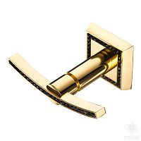 3506-75-3120 (3506-2-75-030 BLACK) Крючок однорожковый с кристаллами Swarovski,глянцевое золото 24K